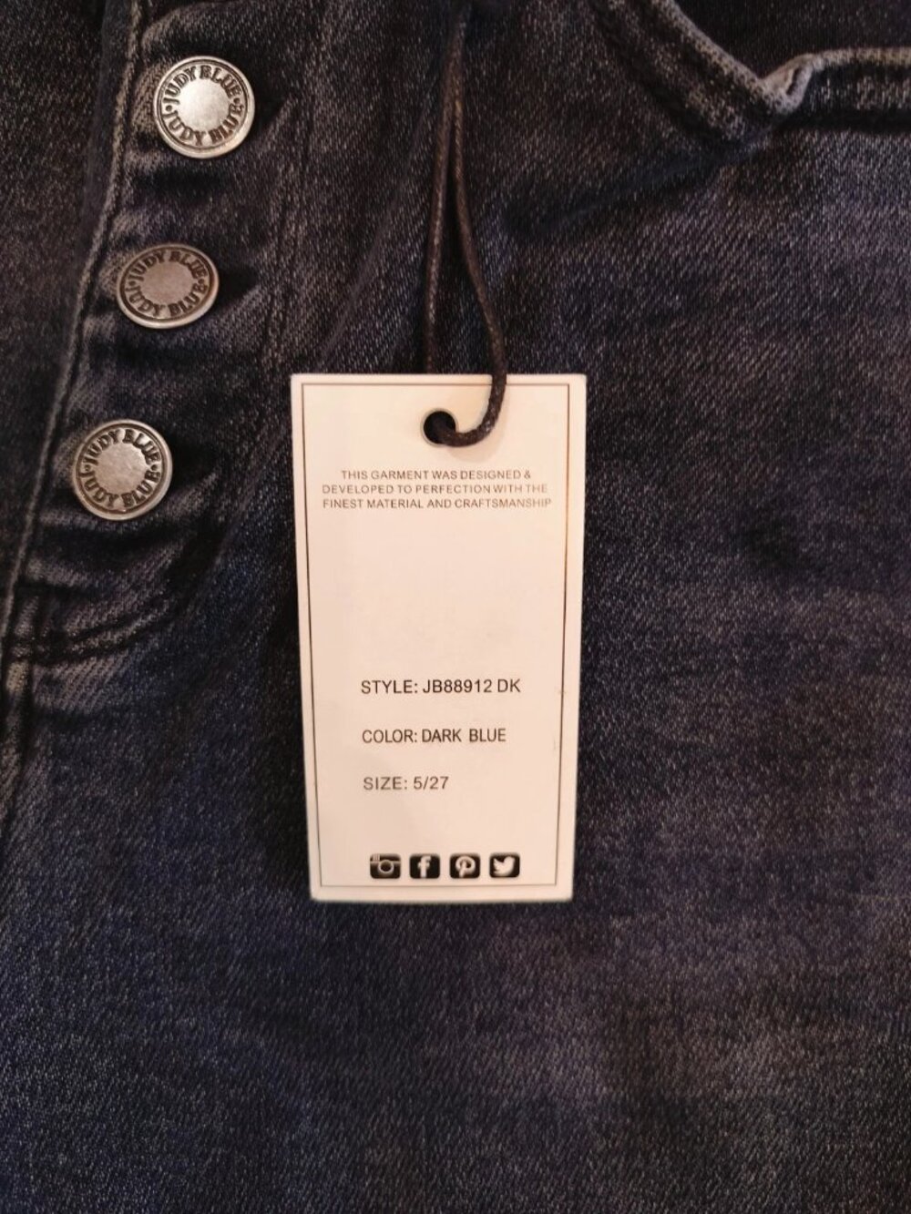 Judy Blue NWT High Rise Straight Button Fly Raw Hem Jeans Size 5/27 - Picture 7 of 12